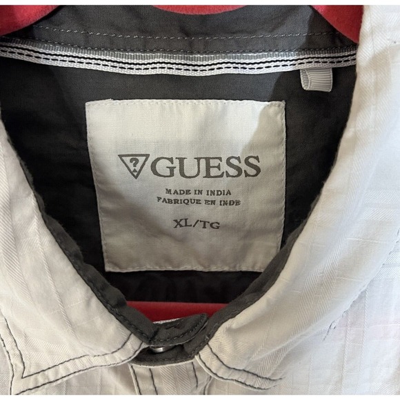 Guess Short Sleeve Chest Pockets Snap Front Collared Shirt Mens Size‎ XL White - Picture 3 of 8